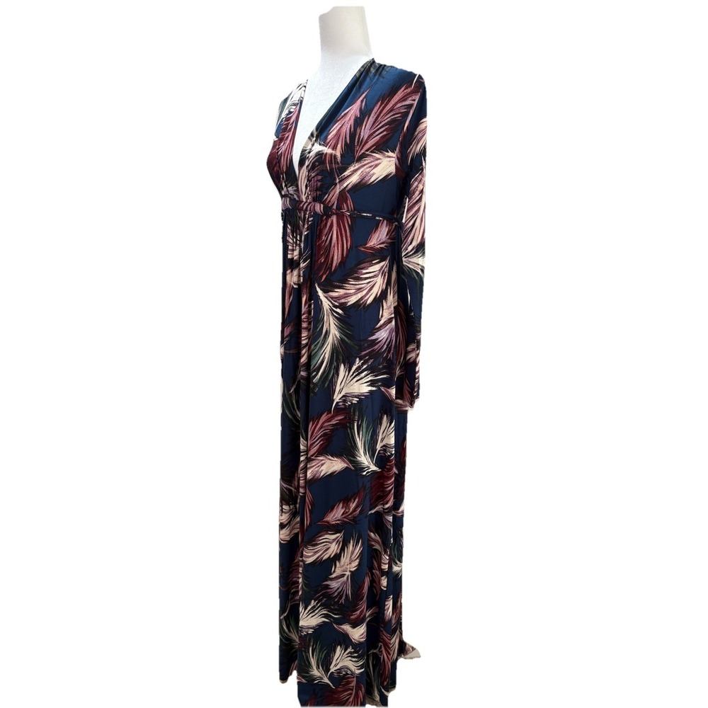 NEW Rachel Pally Long Sleeve Caftan Maxi Deep V Neck Dress Sz Small Feather - Picture 11 of 11